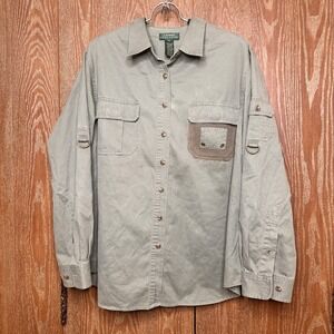 Ralph Lauren Safari Long Sleeve Button Up Shirt Khaki Utility Pockets Size 2X